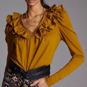 Anthropologie ruffle shirt. Size Medium. Never worn.